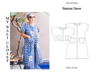 Button Dress XS-3XL, Sleeves, Pockets