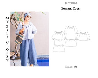 Boerenjurk - pdf-naaipatroon maat XS-3XL