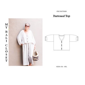 Buttoned Top - PDF Sewing Pattern XS - 3XL