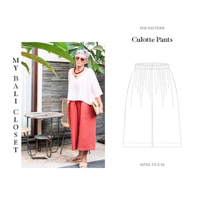 Culottes - PDF Sewing Pattern Size US 2-24