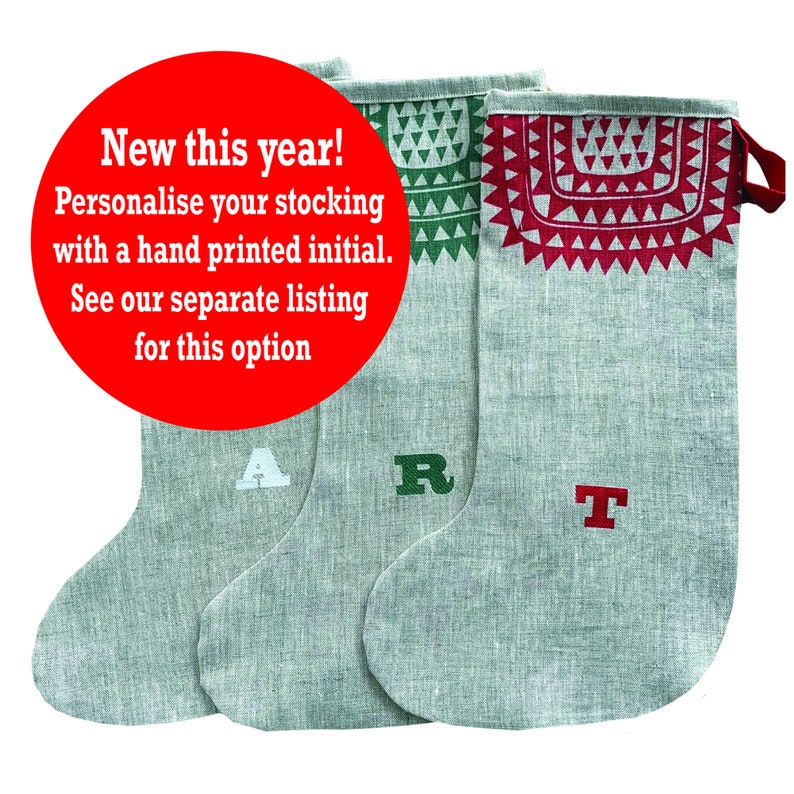 Picture of Icelandic Christmas Stocking, Handmade in Natural Linen, Scandinavian ...