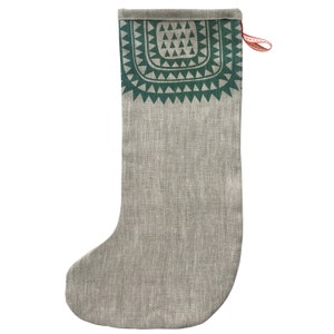 Icelandic Christmas stocking, handmade in natural linen, Scandinavian style stocking. image 7