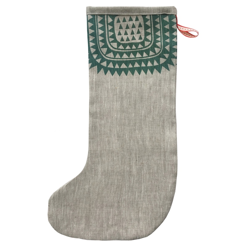 Icelandic Christmas stocking, handmade in natural linen, Scandinavian style stocking. image 7