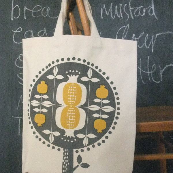 Pomegranate tree shopping tote