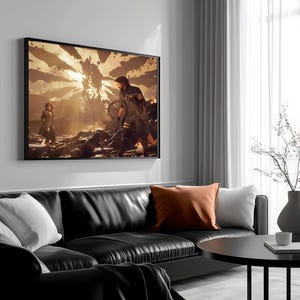 Poster di scena di battaglia di Clair Obscur, stampa artistica del gioco, decorazione murale fantasy dark