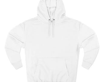Blank White Hoodie | Three-Panel Fleece Hoodie, Plain Pullover Hooded Sweatshirt