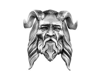 Solid Sterling Silver 950 Greek God Pan Satyr Ring