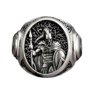 Solid Silver Ancient Spartan Helmet Ring Spartan Helmet Greek Skull Pattern Ring, Gladiator Ring, Leonidas Ring, Roman Warrior Mask,Medieval