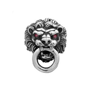 Vintage King Baby Studio Lion's Head Ring With Ruby Eyes