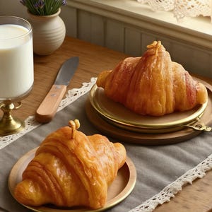 Ręcznie robiona świeca w kształcie rogalika: realistyczne ciasto piekarnicze, maślany aromat