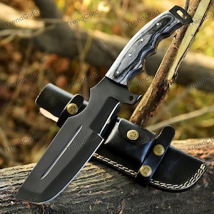 Custom Handmade Carbon Steel Powder Coated Full Tang Tracker Knife Anniversary Gift Hunting Knife Groomsmen Gift Gift For Him Survival Knife