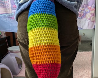 Rainbow Crochet Furry Therian Belt-Loop Tail