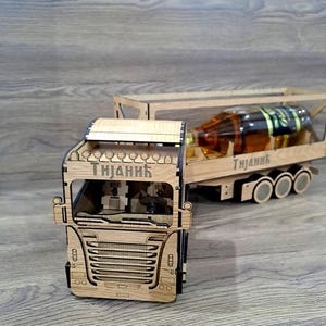 Laser Cut Wooden Truck Model | 3D Semi Trailer Plans (SVG, DXF)