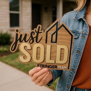 Personalized Just Sold Sign | Custom Realtor Sign for Real Estate | Closing Sign & House Key Sign | Unique Gift for Agents