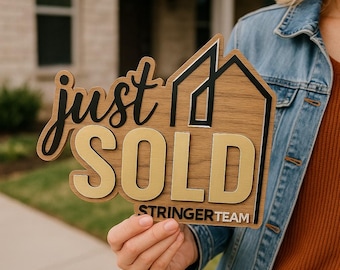 Personalized Just Sold Sign | Custom Realtor Sign for Real Estate | Closing Sign & House Key Sign | Unique Gift for Agents