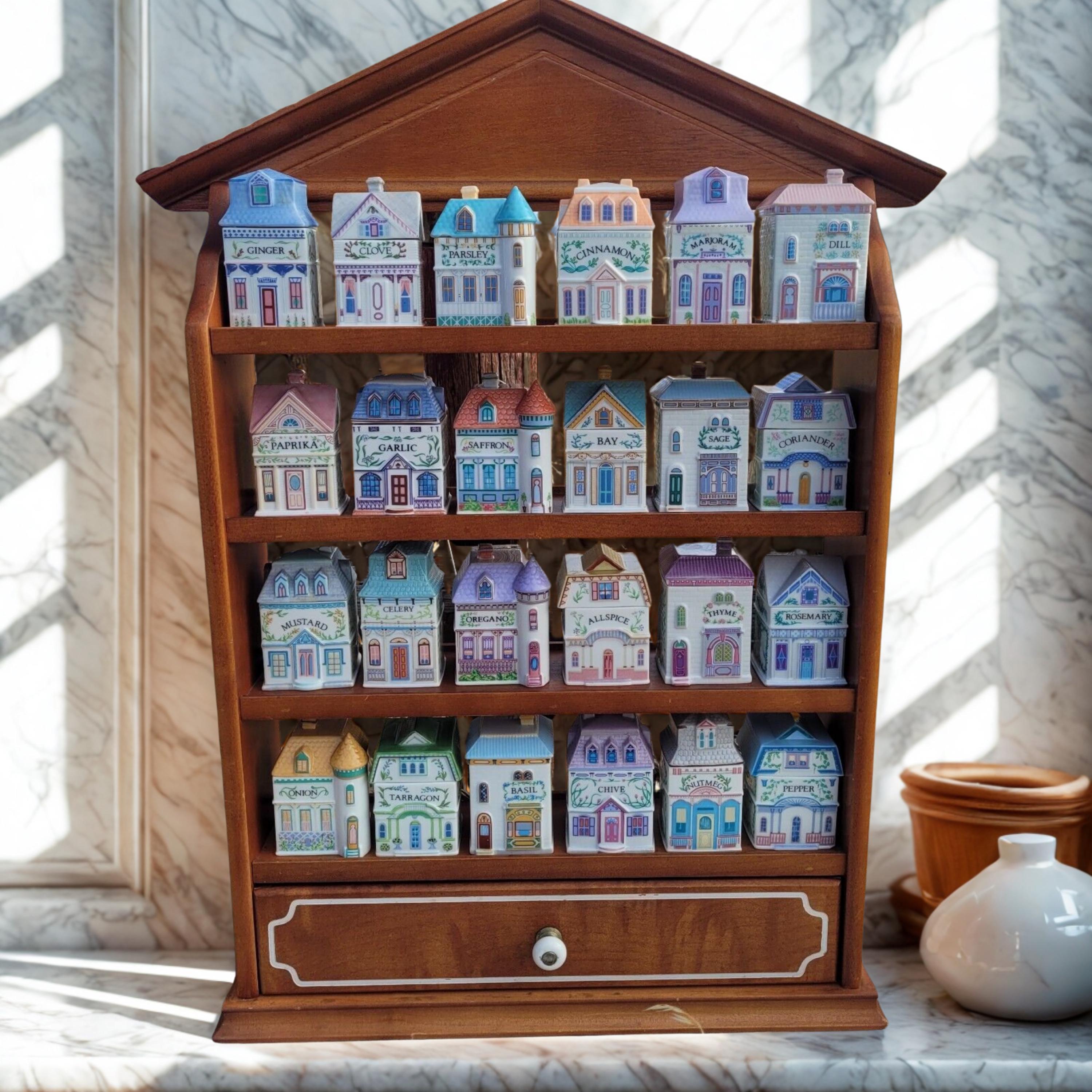 ビンテージ 入手困難　レノックス スパイスケース スパイスラック 木製 アメリカ 希少なヴィンテージ レノックス スパイス ビレッジ ジャー：1989
