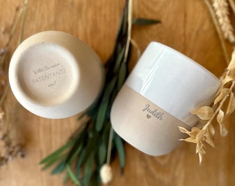 Ask godmother gift Christmas | Ask godfather mug | Personalized stoneware mug with name | Surprise message mug base