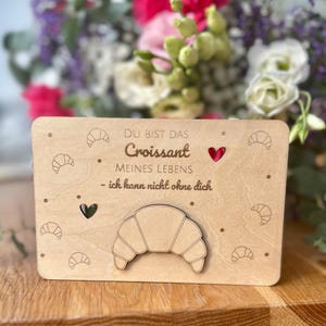 Geschenkkarte Holz Croissant | Karte Vatertag | Croissant Decor | Frankreich Geschenk | Croissant Bild | Croissant Muttertag | Holzkarte