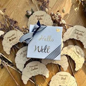 Geschenk werdende Mutter | Geschenk Baby | Meilensteinkarten Baby Croissant Geschenk | Hallo Welt | mein erstes Jahr | Meilensteine Geschenk