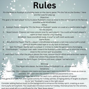 Pin the Nose on Rudolph Christmas Party Game for Kids Fun Printable Holiday Activity Digital ...