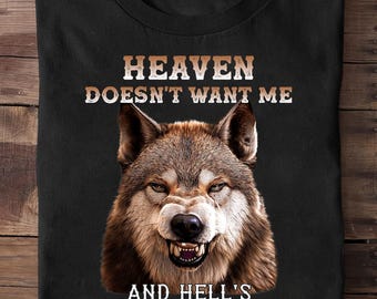 Wolf Graphic T-Shirt: Heaven/Hell Novelty Tee
