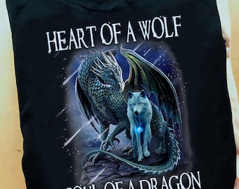Dragon Wolf Warrior T-Shirt: Fantasy Graphic Tee