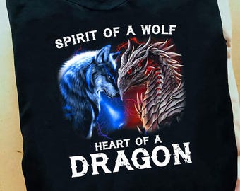 Wolf Dragon Graphic T-Shirt: Spirit and Heart Design