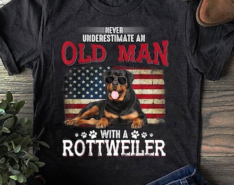 Koszulka ze strojem starego rottweilera: patriotyczny prezent dla miłośnika psów