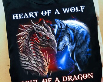Dragon Wolf Warrior T-Shirt: Fantasy Graphic Tee