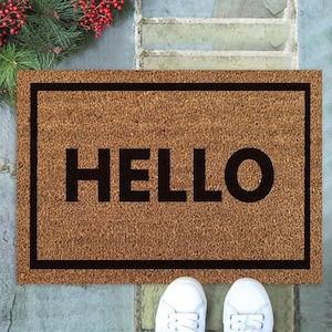 Hello Doormat | Welcome Door Mat | Front Door Mat | Housewarming Gift | New Home Gift | Outdoor Mat | Coir Mat | Front Door Decor