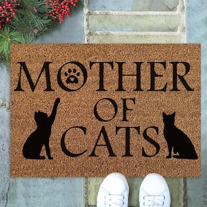 Cat Pattern Coir Doormat: Mother of Cats Welcome Mat