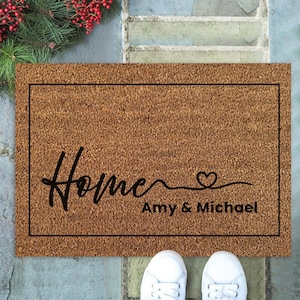 Felpudo personalizado / Regalo de inauguración de la casa / Regalo personalizado / Regalo para un nuevo hogar / Felpudo de bienvenida / Regalo de boda / Regalo para parejas / Felpudo para el primer hogar