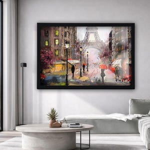 Rainy Paris Glass Wall Art, Eiffel Tower Painting on Glass, Modern Impressionist Art, Luxury Tempered Glass Decor, French Cityscape Gift image 9