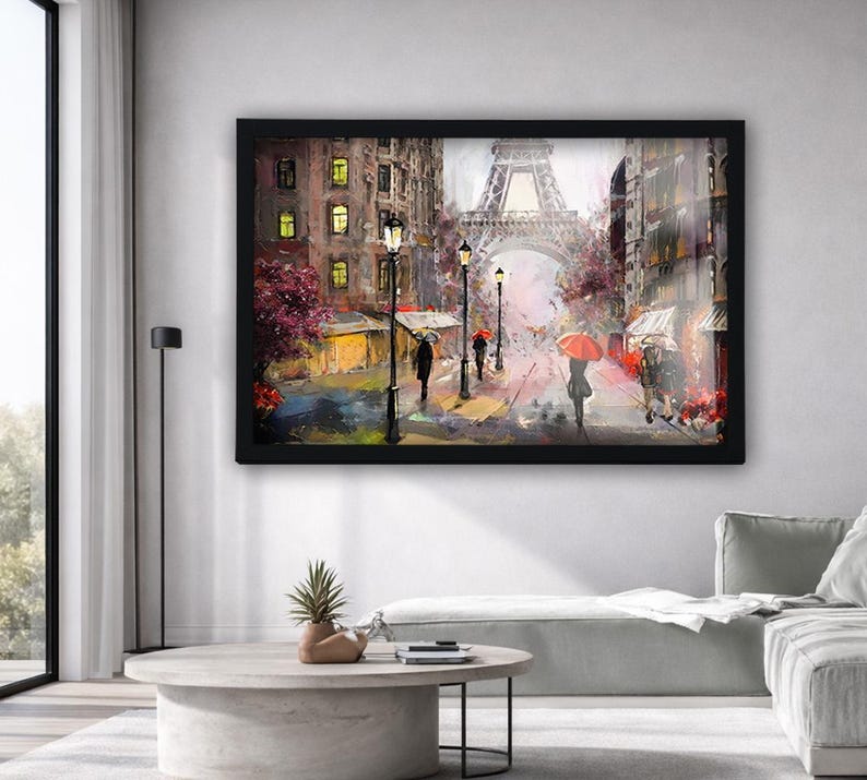 Rainy Paris Glass Wall Art, Eiffel Tower Painting on Glass, Modern Impressionist Art, Luxury Tempered Glass Decor, French Cityscape Gift image 9