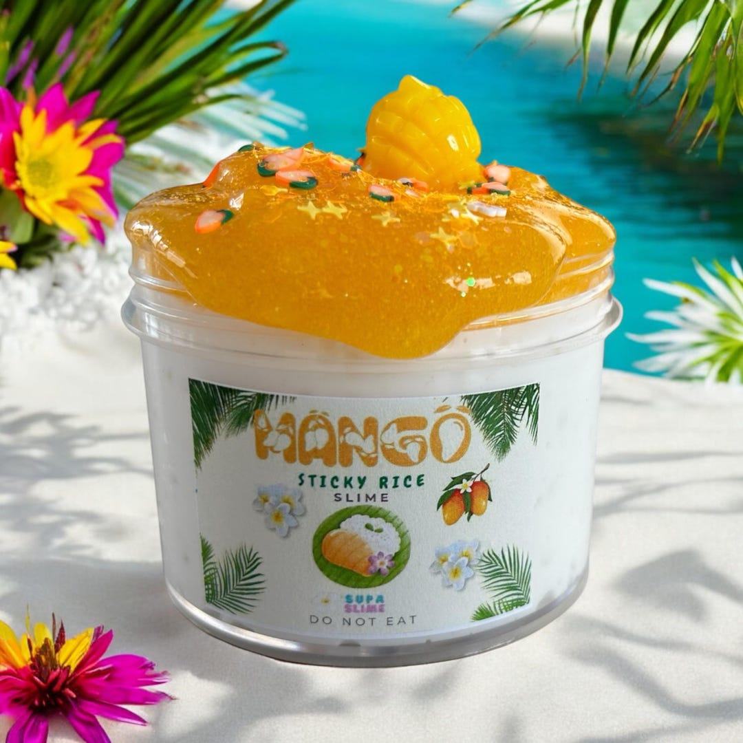 Mango Sticky Rice DIY Slime Kit, Clear Glossy Slime, Mango Coconut ...