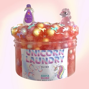 Unicorn Laundry slime - clear slime, pink peach unicorn slime, floam slime, crunch bomb slime, crunchy slime, birthday gift for kids her him