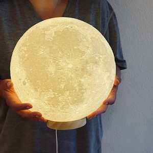 Lampe lune géante 25 cm XL - Données NASA - texturé - lithophane lunaire - fabriquée aux États-Unis image 6