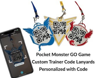 Badge code entraîneur et lanière d'équipe - jeu Pocket Monsters GO - badge QR personnalisé imprimé en 3D et lanière sur le thème de l'équipe - collier