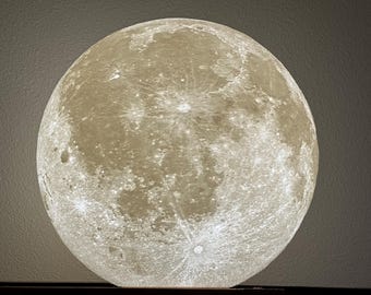 Lampe lune géante 33 cm XXL - Données NASA - texturé - lithophane lunaire - fabriquée aux États-Unis