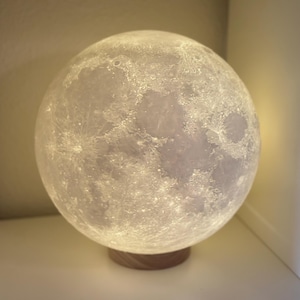 Luminária lunar gigante 10" XL - Dados da NASA - Texturizada - Litofan Lunar - Fabricada nos EUA