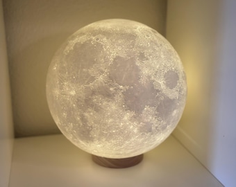Giant Moon Lamp 10" XL - NASA Data - Textured - Lunar Lithophane - Made in the USA