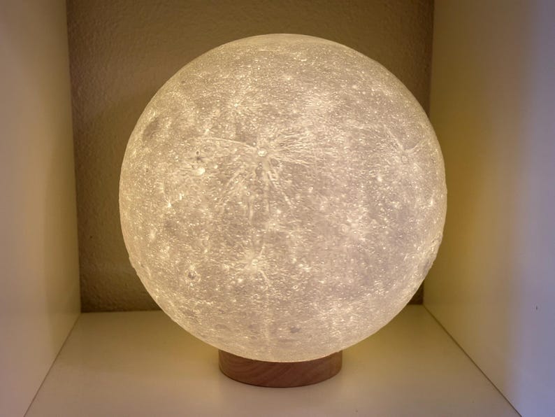 Lampe lune géante 25 cm XL - Données NASA - texturé - lithophane lunaire - fabriquée aux États-Unis image 5