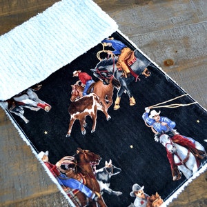 Team Ropers Burp Cloth Western Cowboy Chenille