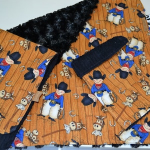Western Cowboy Baby Gift Set Security Blanket Lovey Burp cloth Washcloth