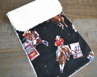 Barrel Racers Burp Cloth Western Cowgirl Chenille