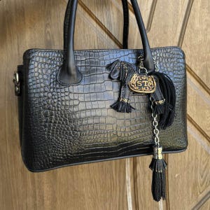 Leather Horse Bag Charm – Personalised Keyring, Keychain, Long Tassel, Christmas Gift