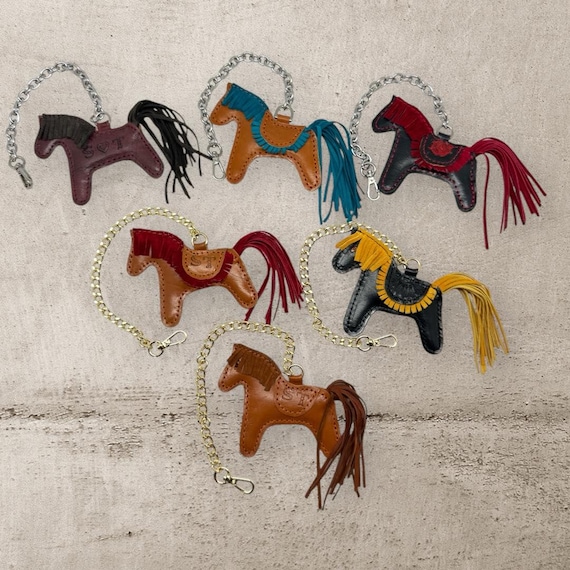 Leather Horse Bag Charm – Handmade Purse Charm, Lucky Horse Ornament, Gift for Girlfriend, Mother's Day Gift, Leather Accessories & Keyring