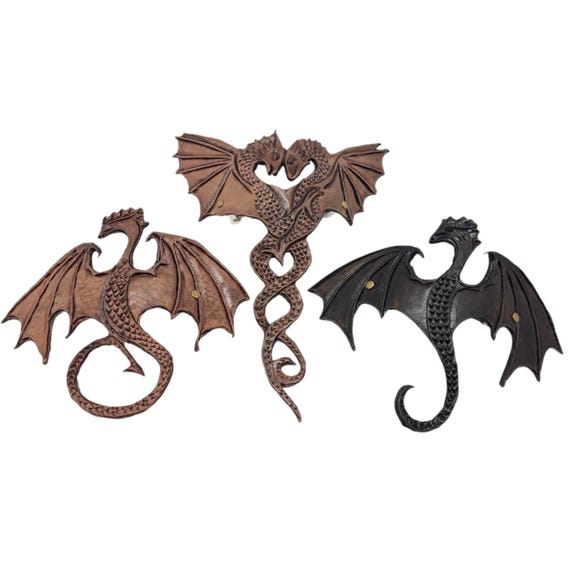 Hand Crafted Leather Dragon Hair Clip / Hairpin / Brooch Leather Dragon Hair Pin - Etsy main image 2