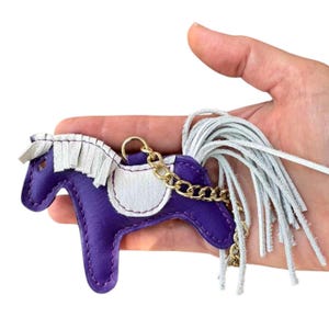 Lilac Leather Horse Bag Charm – Cute Keychain, Handbag Accessory, Custom Gift for Her, Girlfriend, or Women – Gift for Sister