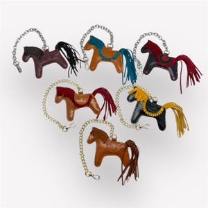 Horse Keychain Charm - Leather Purse Accessory - Handmade Bag Charm - Cute Animal Backpack Charm - Gift for Horse Lover or Daughter